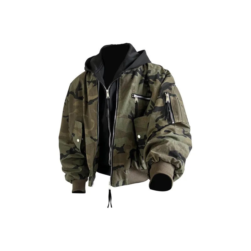 TESTUNG Jackets & Coats Unisex Camouflage Distressed-0