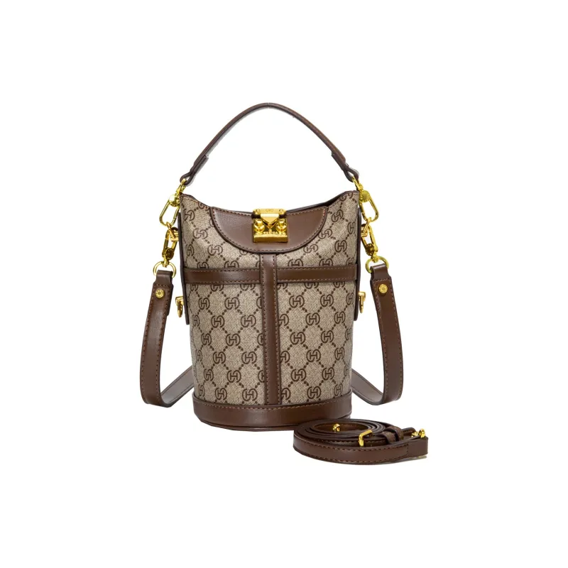 BLAKE FLEETO PU One Shoulder Crossbody Bucket Handbag Women's Gray/Brown/Apricot-14