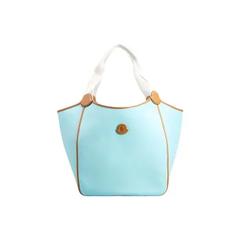 Moncler Leather With Fabric Tote Bag, Shopping Bag, Handbag Women's Light Blue