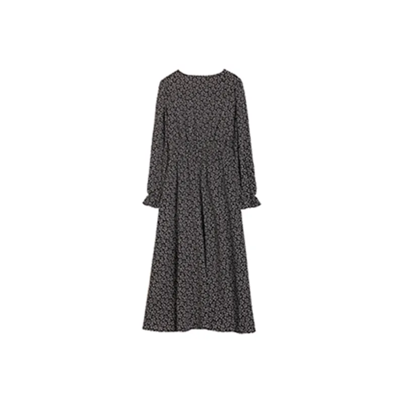 Alxnan Long Sleeved Dress Women's Black-1