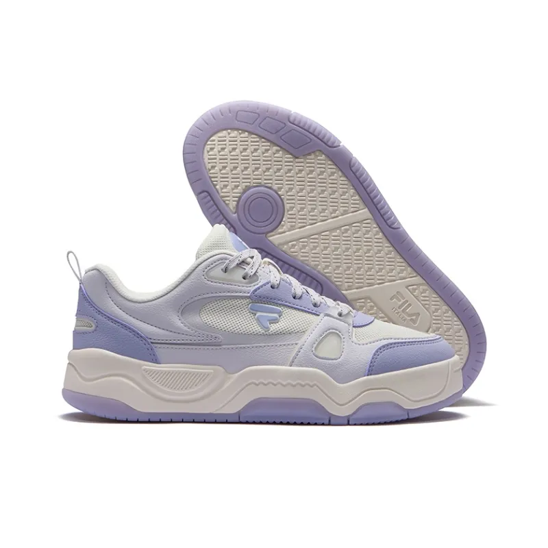 FILA FUSION BANK III Anti Slip Wear Resistant Low Top Skateboard Shoes Women's White Purple-6