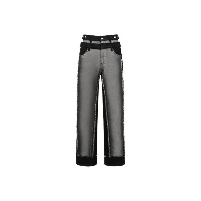 Feng Chen Wang Layered Wide leg Jeans-0