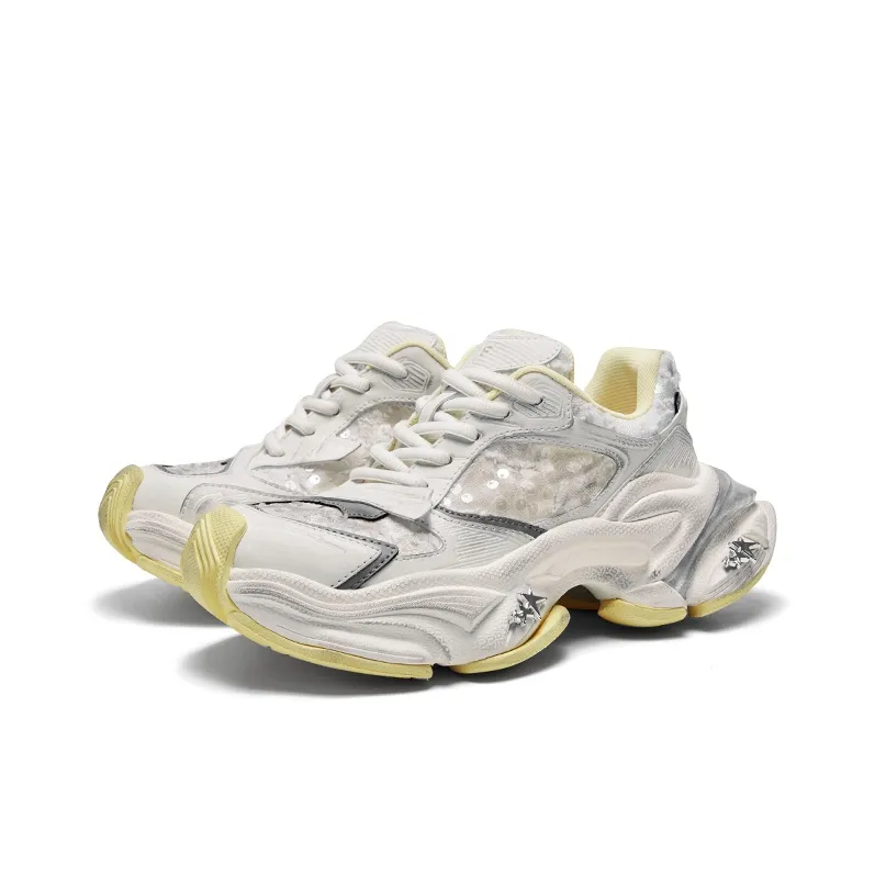 CHERYKALLY Star Pulse Slip Resistant, Abrasion Resistant, Breathable, Height Increasing Low Top Chunky Sneakers Women's-1