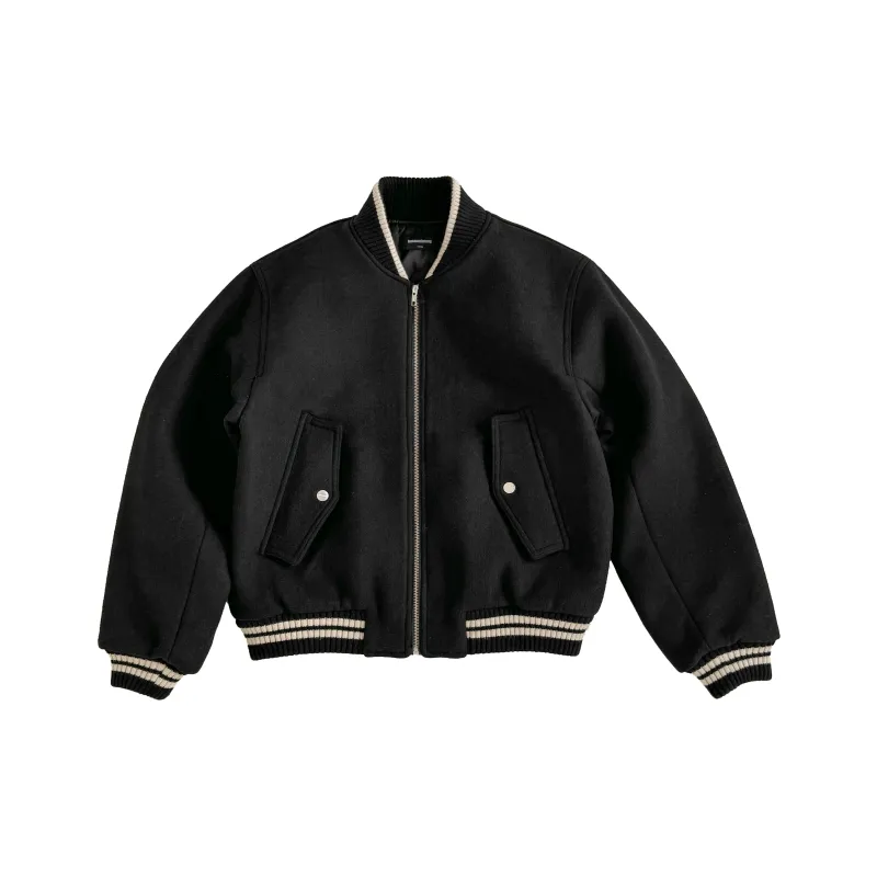 Haonanhuang Baseball Jacket Unisex Black-0