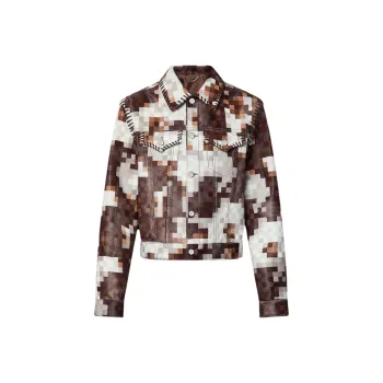 LOUIS VUITTON Leather Jacket Men's Brown