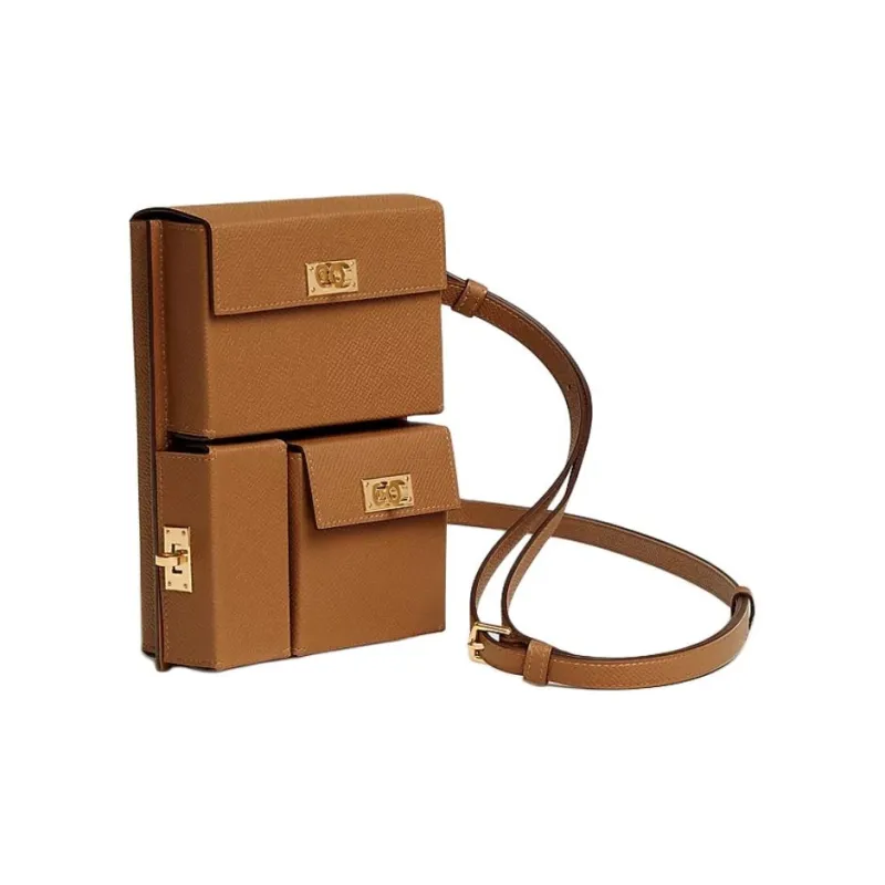 HERMES Epsom Calfskin Crossbody Bag Women's 37 Gold Gold Brown-1