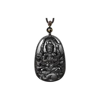 Stone On The Line Natural Obsidian Pendants Unisex