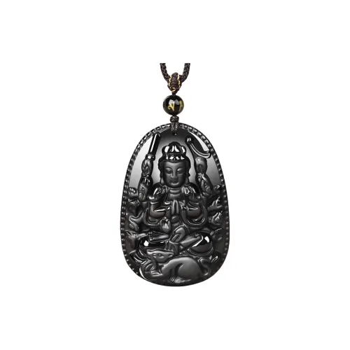 Stone On The Line Natural Obsidian Pendants Unisex