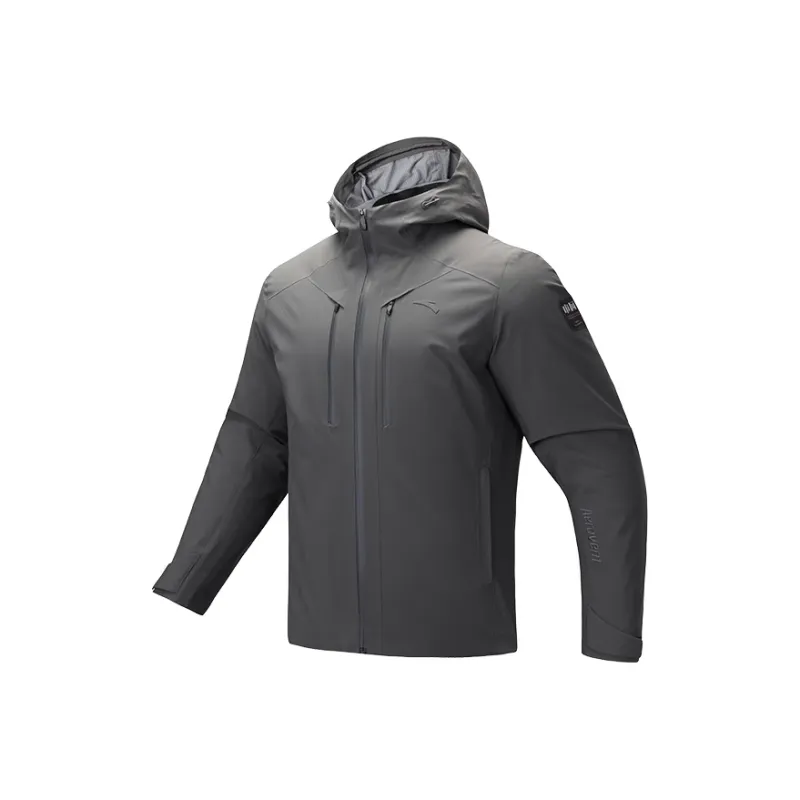 Anta Variety Training Collection Windproof And Waterproof Windbreaker Jacket Men's Smoke Black Gray-0