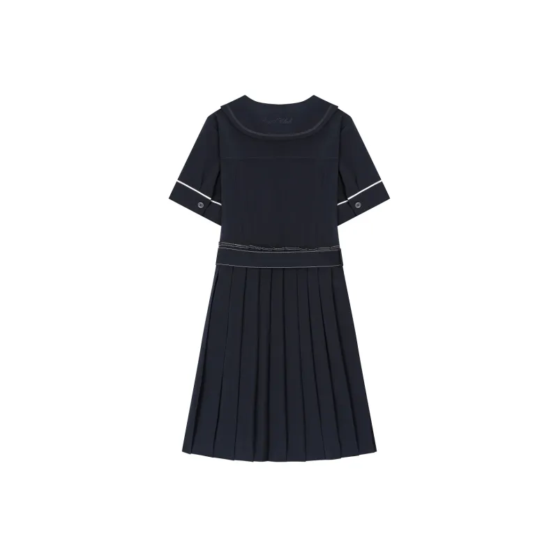 Teenie Weenie Short Sleeved Dress Women's Navy Blue-1