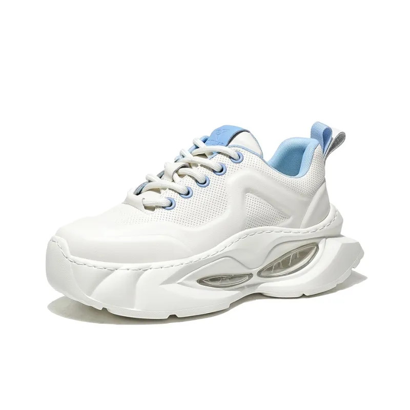 MOERBAI Lava Series Breathable Height Increase Low Top Chunky Sneakers Men's White Blue-4