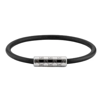GUCCI Leather, Palladium Bracelets Unisex Black