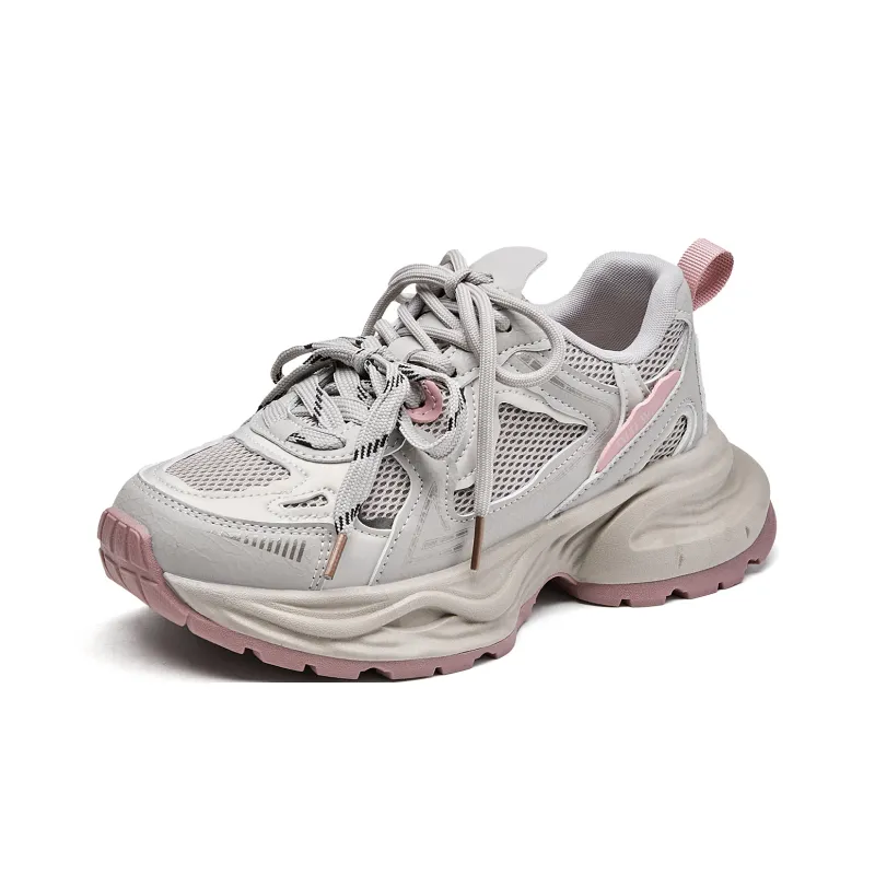 EXULL Q Slip Resistant, Breathable, Lightweight, Height Increasing Low Top Chunky Sneakers Women's-8