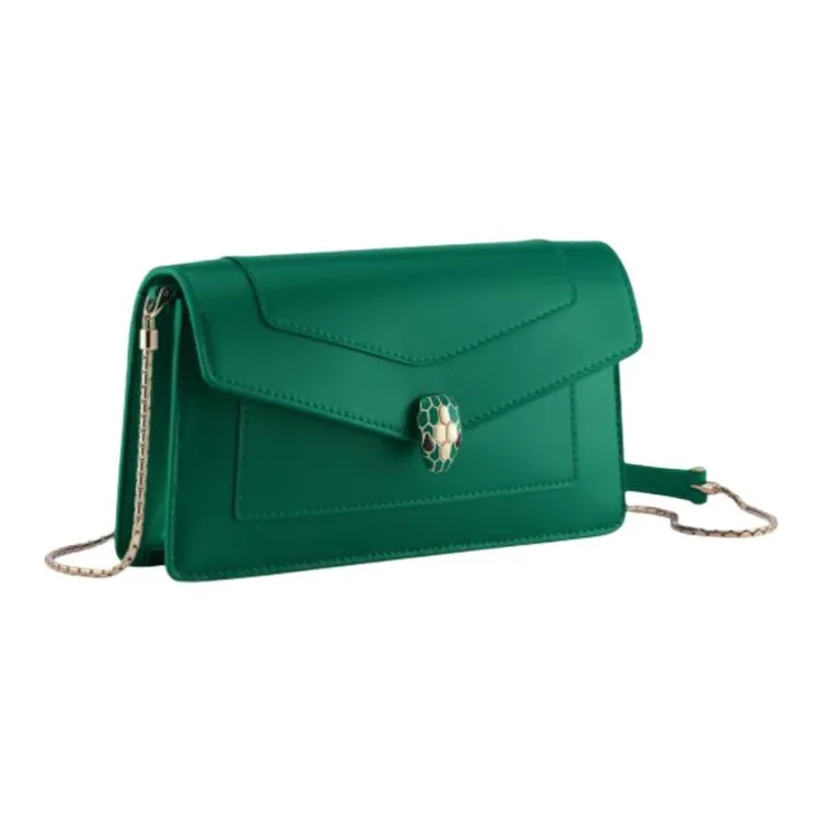 BVLGARI Serpenti Forever Series Calfskin Shoulder Bag, Crossbody Bag Women's Green-0