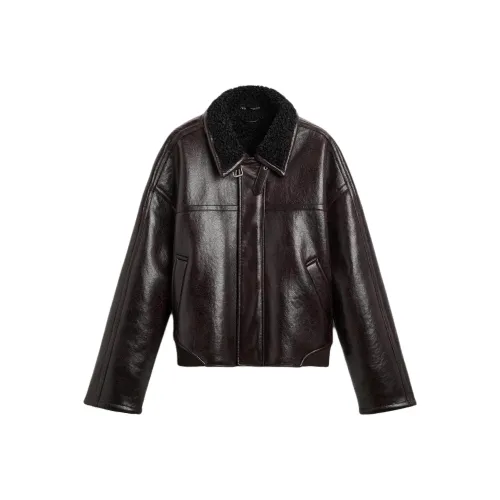 ZARA Leather Jacket Men's Burgundy