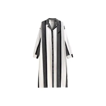 JIALEFEN Nightgown Women's Black White Pattern