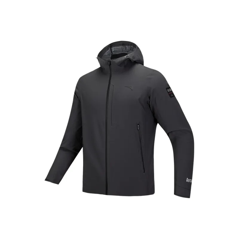Anta Variety Training Collection Waterproof And Wear resistant Windbreaker Jacket Men's Smoke Black Gray-0