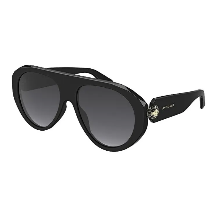 BVLGARI Acetate Enamel Irregular Shape Sunglasses Unisex Black-0