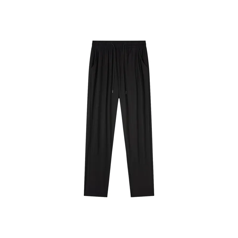Jean West Thin Breathable High Rebound Straight Fit Running Fitness Ankle Length Pants Ice Silk Summer Men's Black-0