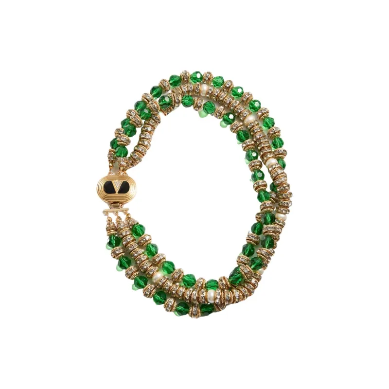 Valentino Coeur Royal Necklace In Metal Enamel Briole Glass Pearls And Crystals-0