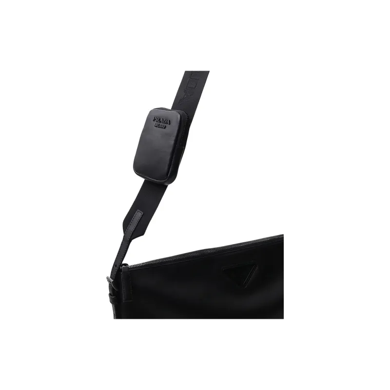 PRADA Calfskin Crossbody Bag Regular Men's Black-3