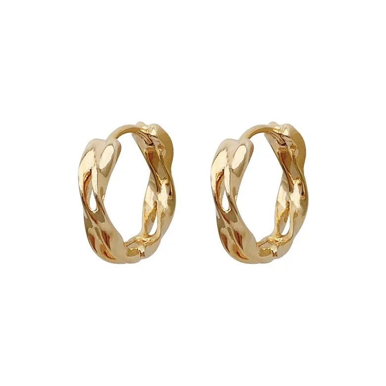 GUDUD 925 Sterling Silver Irregular Hoop Earrings Women's-4