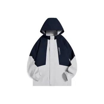 XTEP Trench Coat Men's Cloudy Peak Gray/Deep Abyss Blue