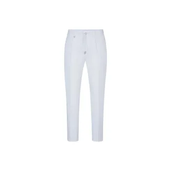 HUGO BOSS Linen Slim Fitting Pants With Waistband Ties Casual Pants Men's White