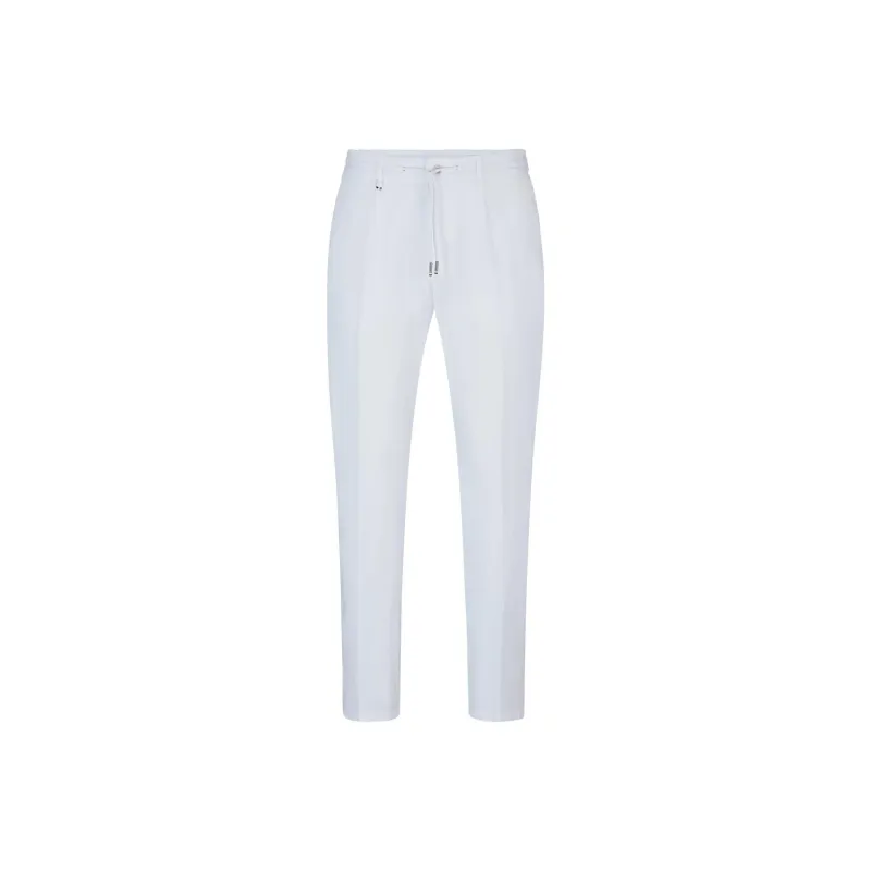 HUGO BOSS Linen Slim Fitting Pants With Waistband Ties Casual Pants Men's White-0