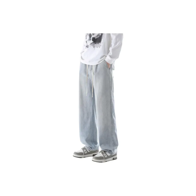 Small Columns Under The Sea Jeans Unisex Vintage Blue-5