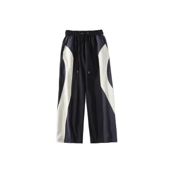 A SQUARE ROOT Knitted Sports Pants Unisex Navy Blue