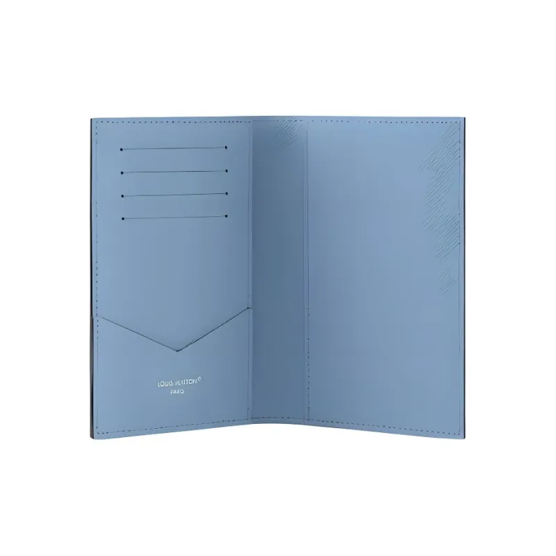LOUIS VUITTON Canvas Passport Holder Card Holder Unisex Blue-3