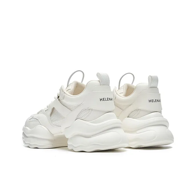 HR Slip Resistant Low Top Chunky Sneakers Women's White-3