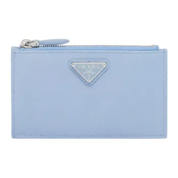 PRADA Saffiano Leather Business Card Holder Women's Light Blue