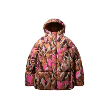 Anta Basketball Collection Down Jacket Unisex Luxury Style Brown All Over Print