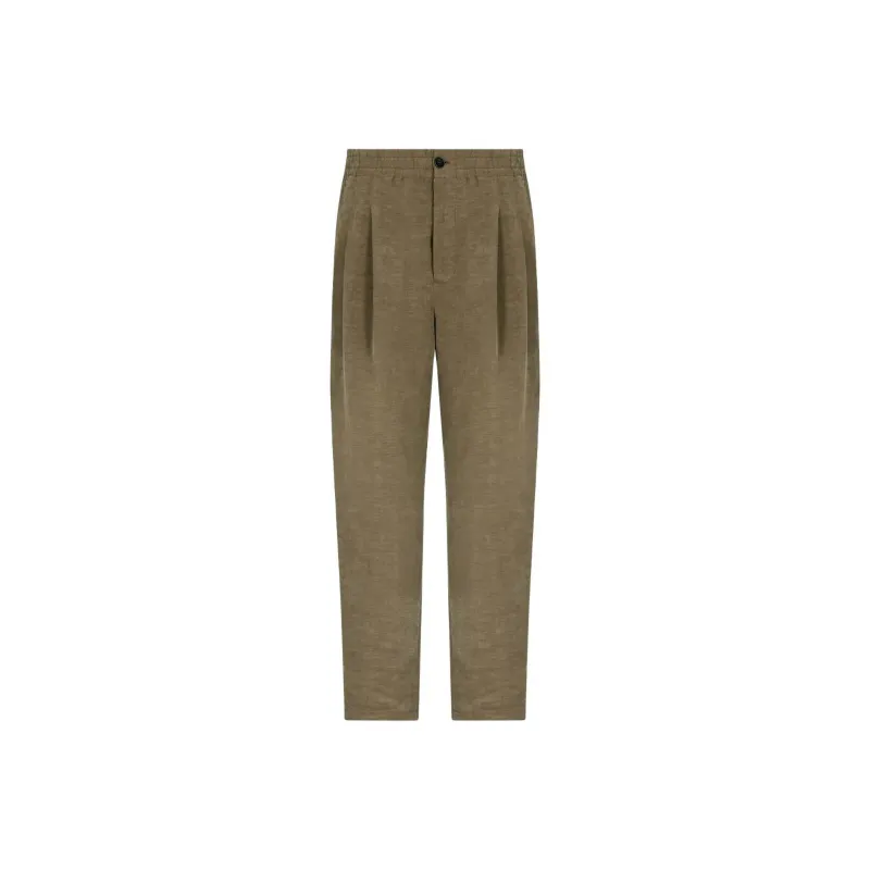 GIORGIO ARMANI Single pleat Trousers In Linen And Lyocell-0