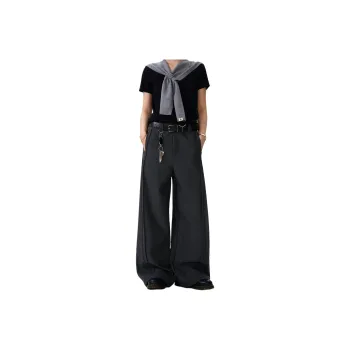 MAD WITCH Draped Double Pleat Casual Suit Pants, Loose Fit, Straight Fit, CleanFit, Wide Leg Casual Pants Unisex