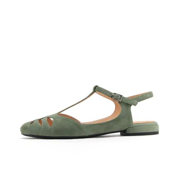 Marie Claire Caramel Opera Cut Out Mary Jane Artistic Style Slimming Roman Sandals