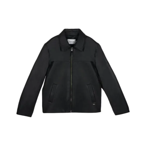 COACH FW24 Leather Jacket Men's Black