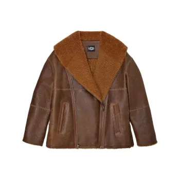 UGG FW24 Leather Jacket Unisex Brown