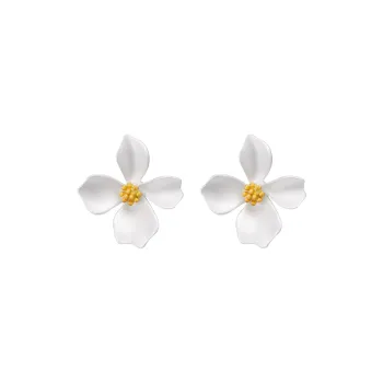 RARONE S999 Fine Silver Stud Earrings Women's White
