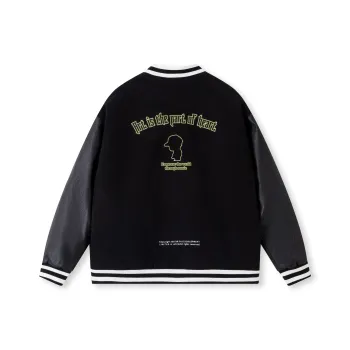 CHOUCHOUS Baseball Jacket Unisex Black