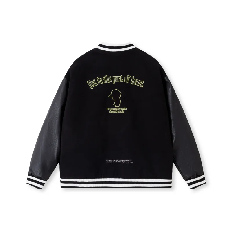 CHOUCHOUS Baseball Jacket Unisex Black-0