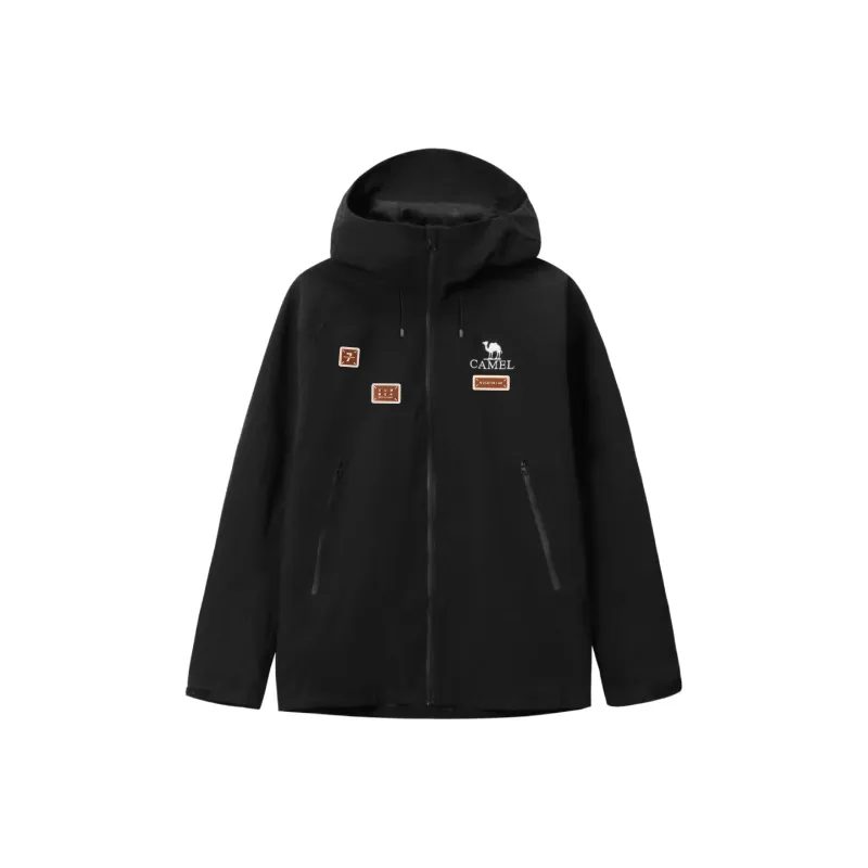 CAMEL All weather Waterproof And Windproof To Keep Warm Windbreaker Jacket Unisex Black-0