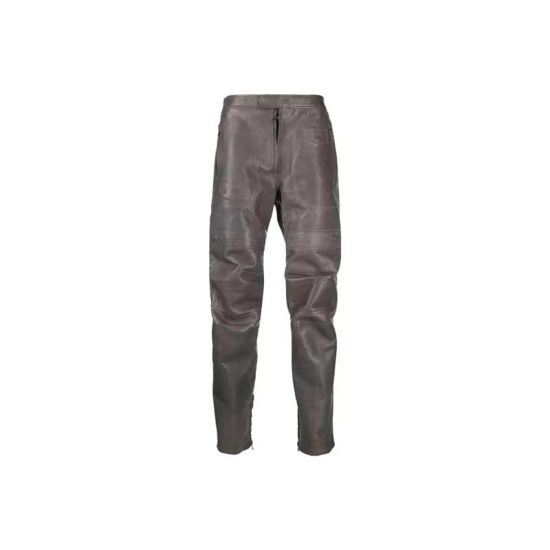 DIESEL SS23 Leather Pants Men Brown-0