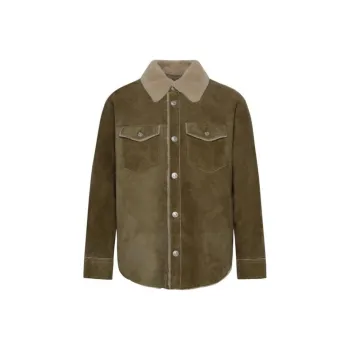 ISABEL MARANT Shearling Trim Buttoned Shirt Jacket