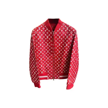 LOUIS VUITTON X Supreme Leather Baseball Jacket