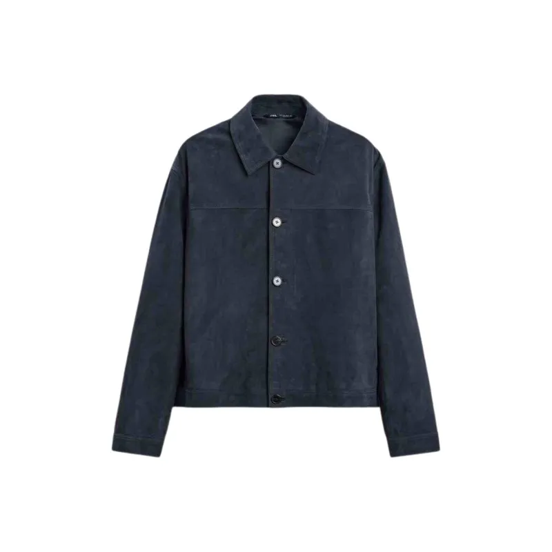 ZARA Leather Jacket Men's Sea Blue-0