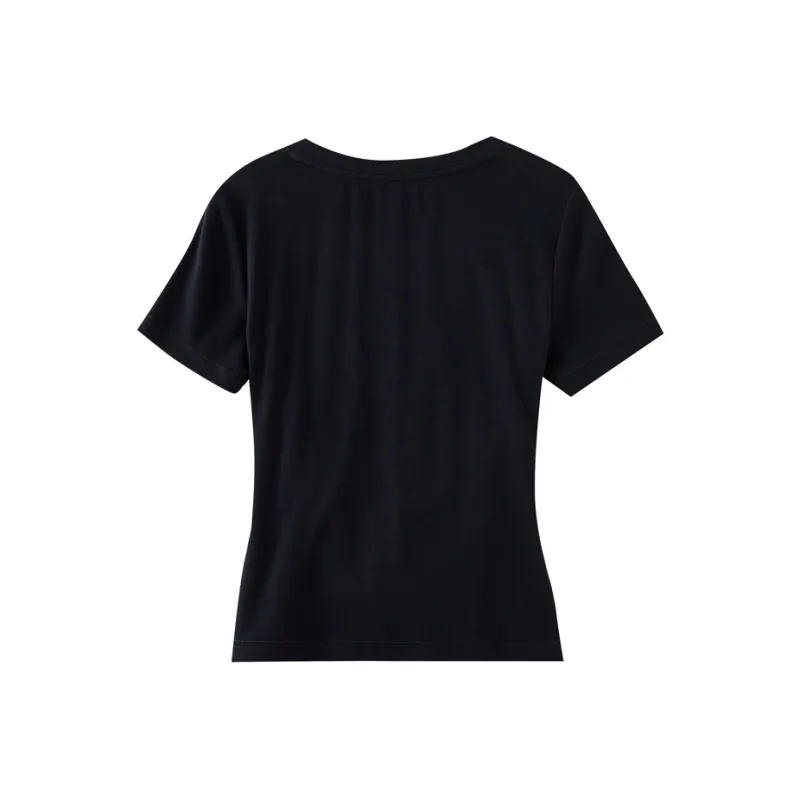 OUNIXUE T Shirts Women's Black-1