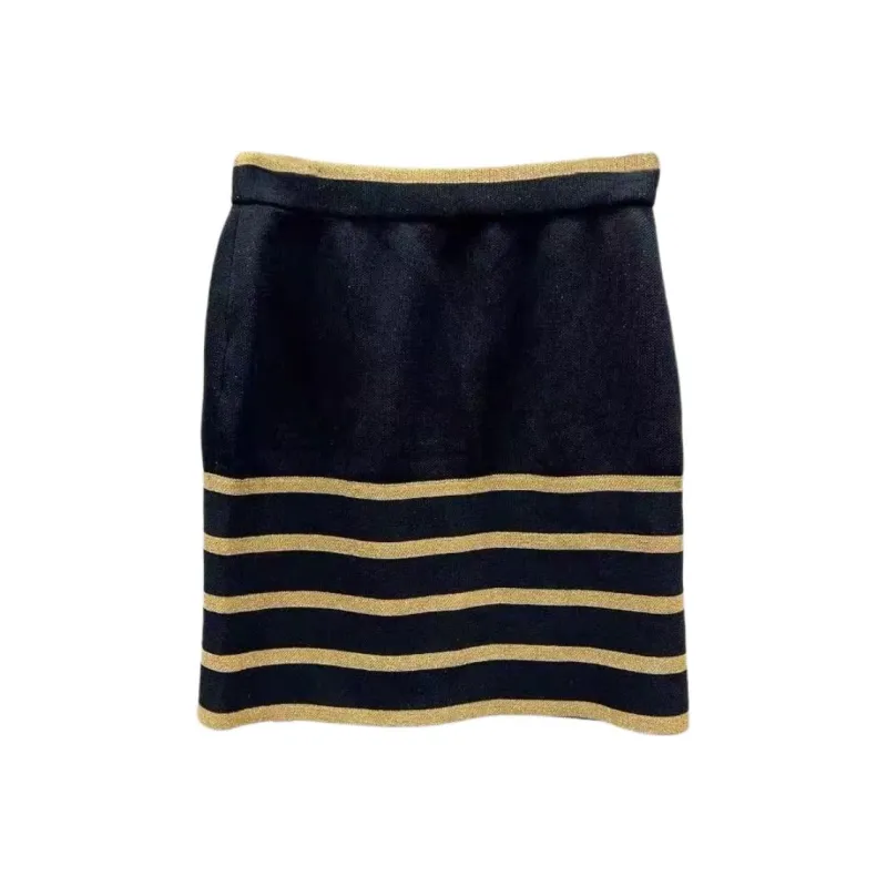 CHANEL 19A Egyptian Workshop Collection Casual Short Skirts Women's Black Gold-1